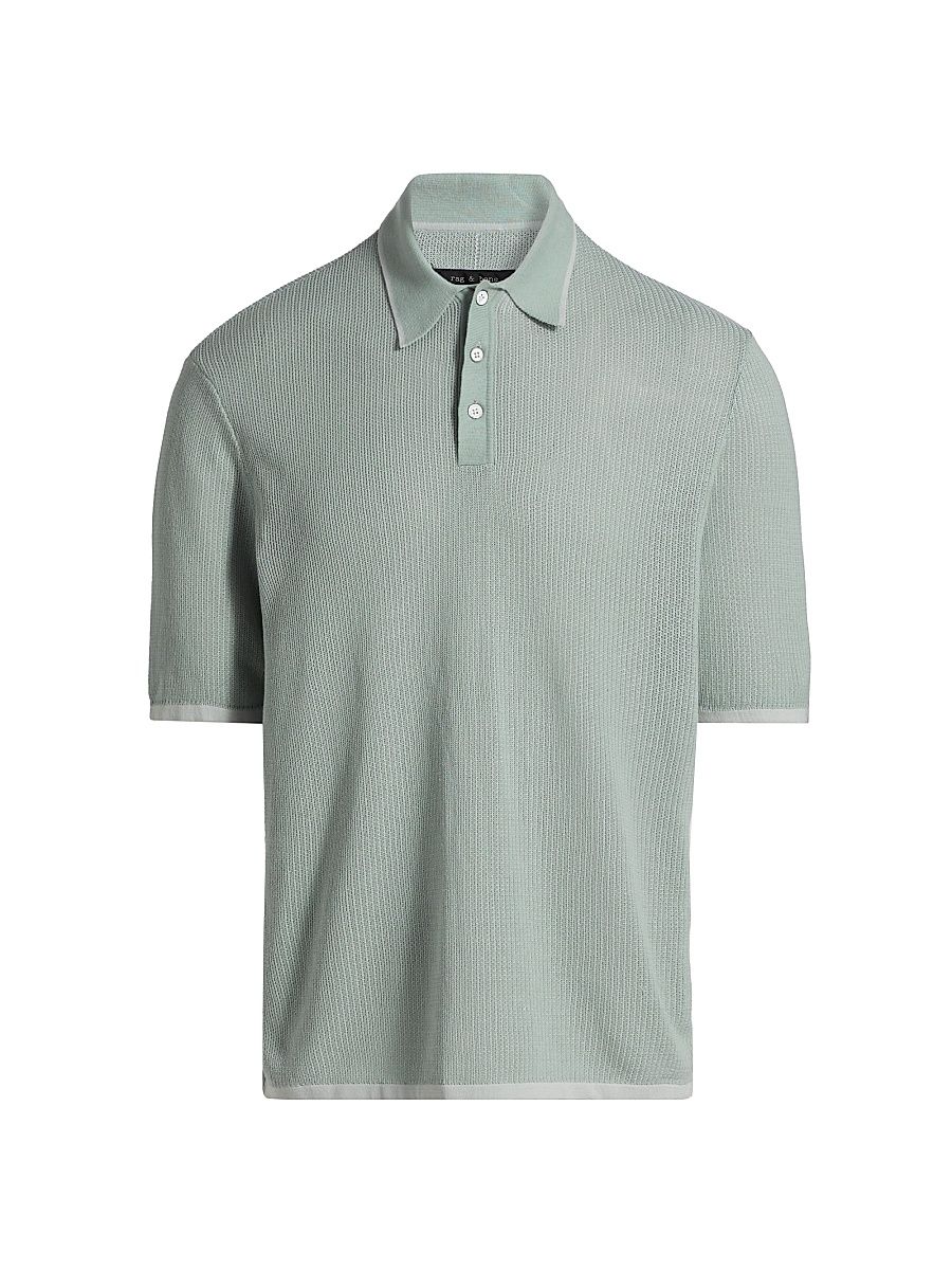 Men's Harvey Cotton-Blend Knit Polo Shirt - Light Blue - Size XL