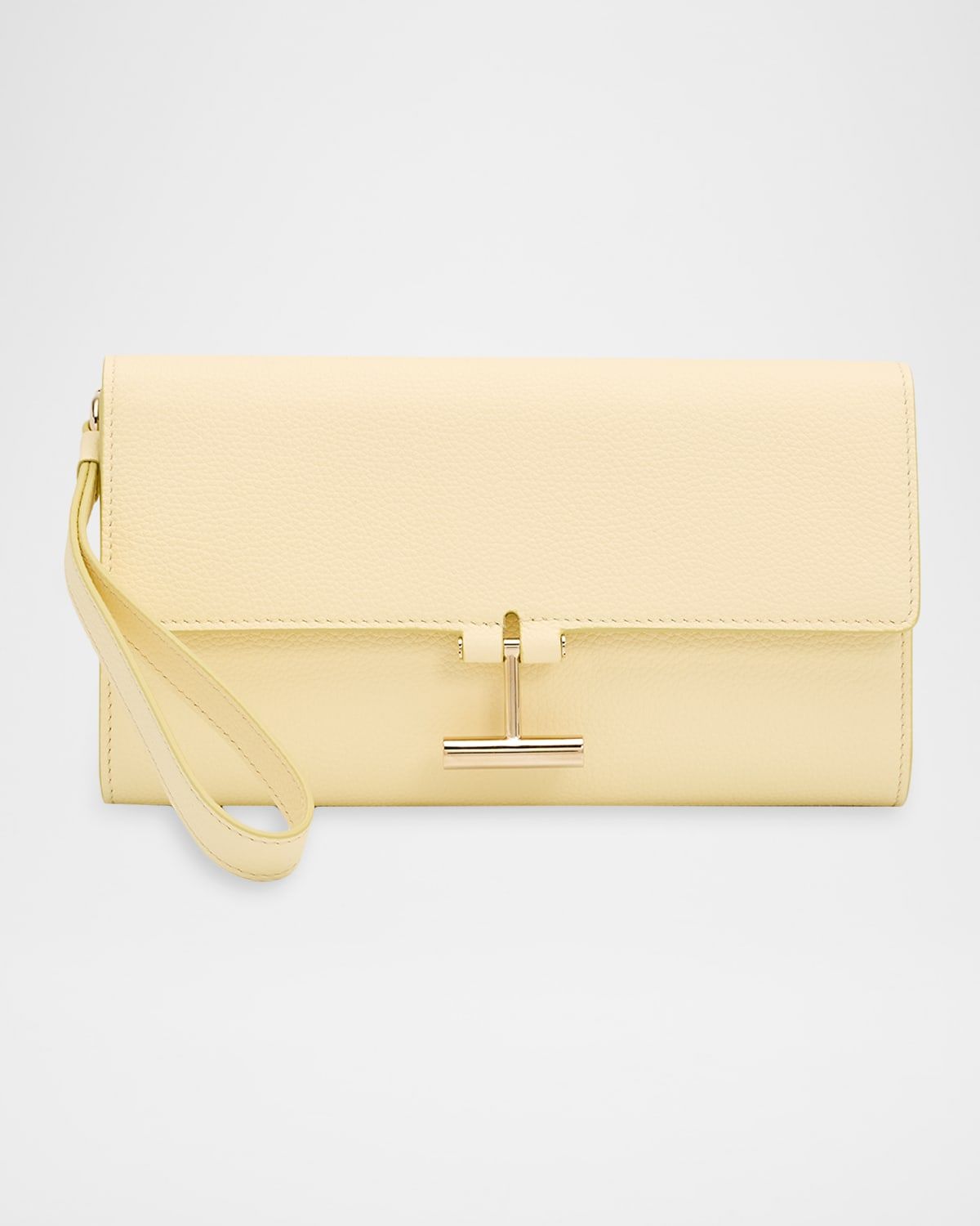 Leather T Bar Wristlet Clutch Bag