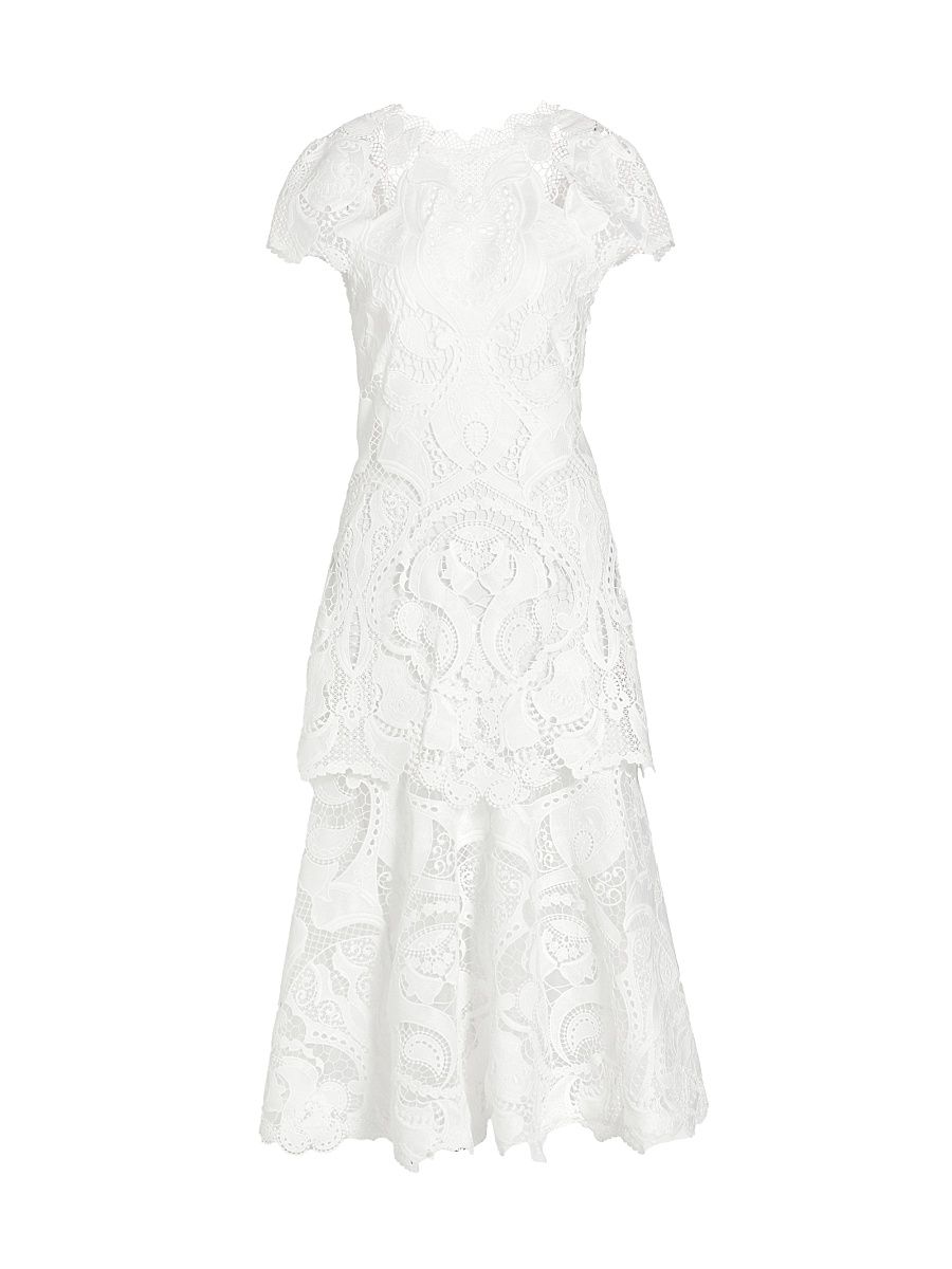Women's Laura Guipure Lace Midi-Dress - White - Size 6