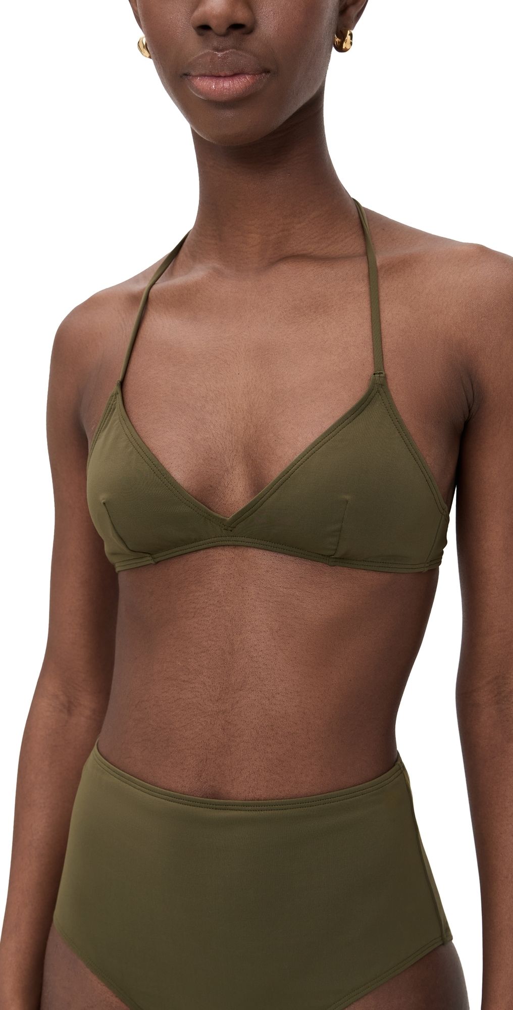 Nili Lotan Triangle Bikini Top Olive Green S