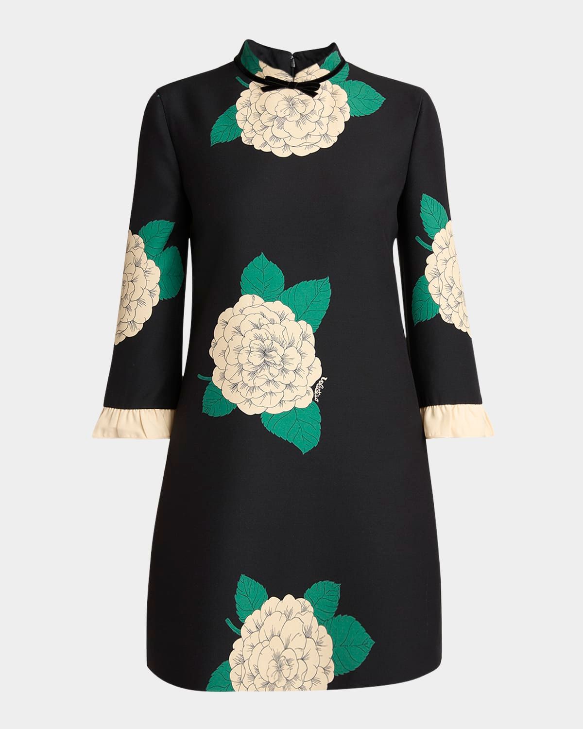 Apres Lhiver Macro Ortensia Mini Dress with Bow