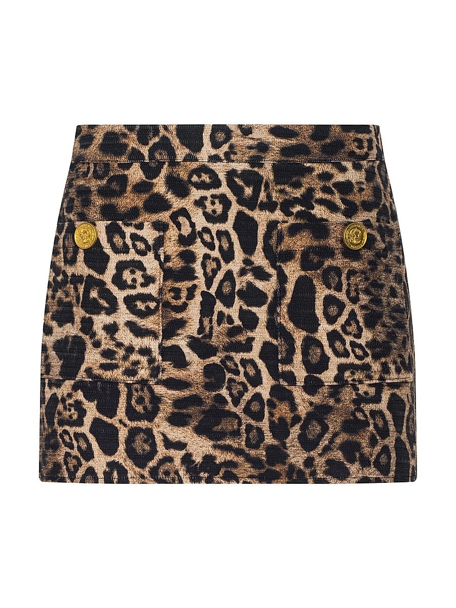 Women's Cyra Leopard Print Miniskirt - Brown Multi Patch Leopard - Size 12