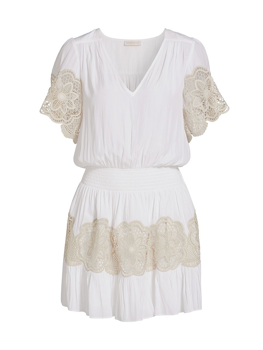Women's Romi Embroidered Blouson Minidress - Ivory - Size Large