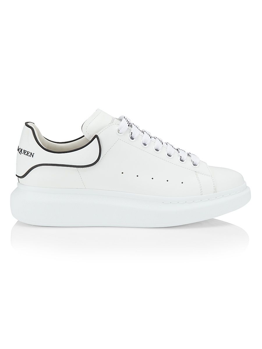 Men's Oversized Leather Platform Sneakers - White Black - Size 6.5