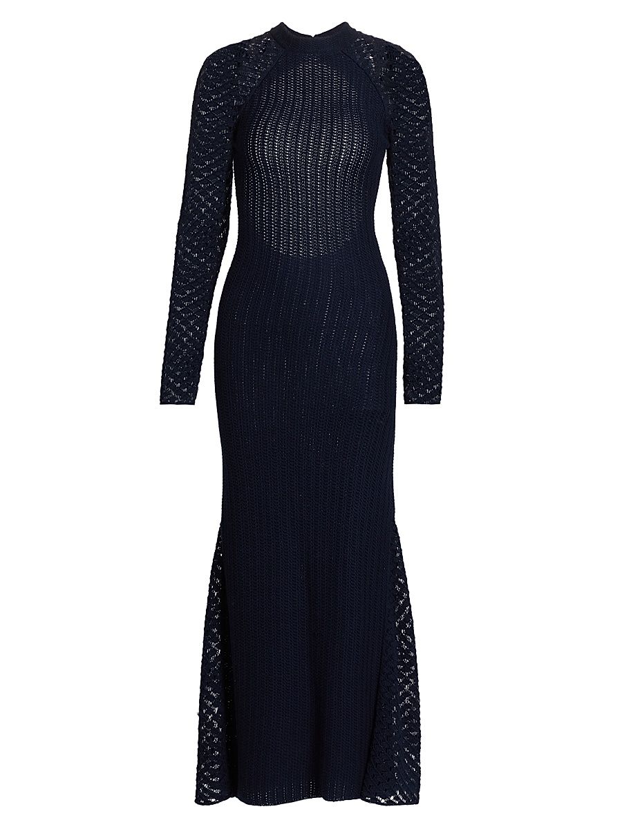 Women's Pirqa Crocheted Cotton Maxi Dress - Navy - Size XL