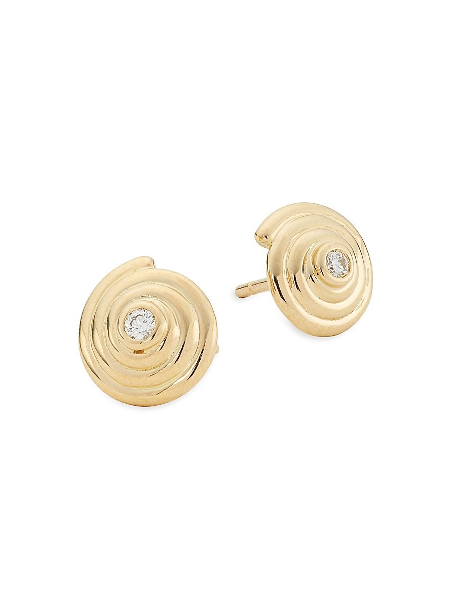 Women's Florence86 18K Yellow Gold & Diamond Spiral Earrings - Yellow Gold