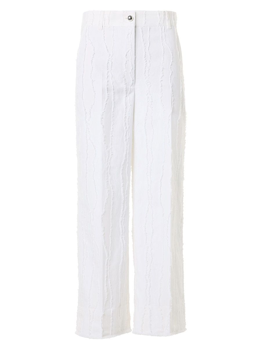 Women's Chiara Fringed Wave Jacquard Cotton Crop Pants - Cream - Size 16