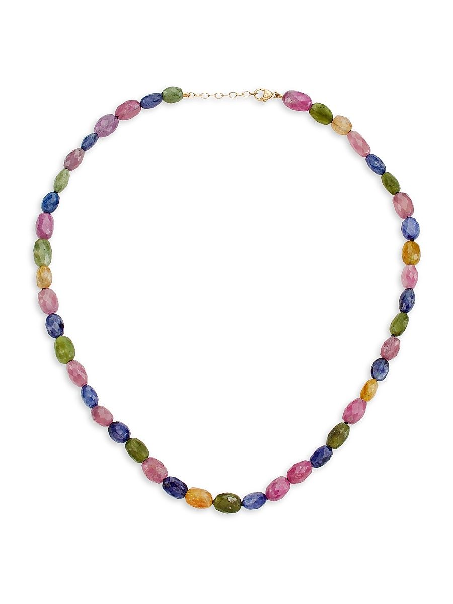 Women's Arizona 14K Yellow Gold & Rainbow Sapphire Beaded Necklace - Rainbow