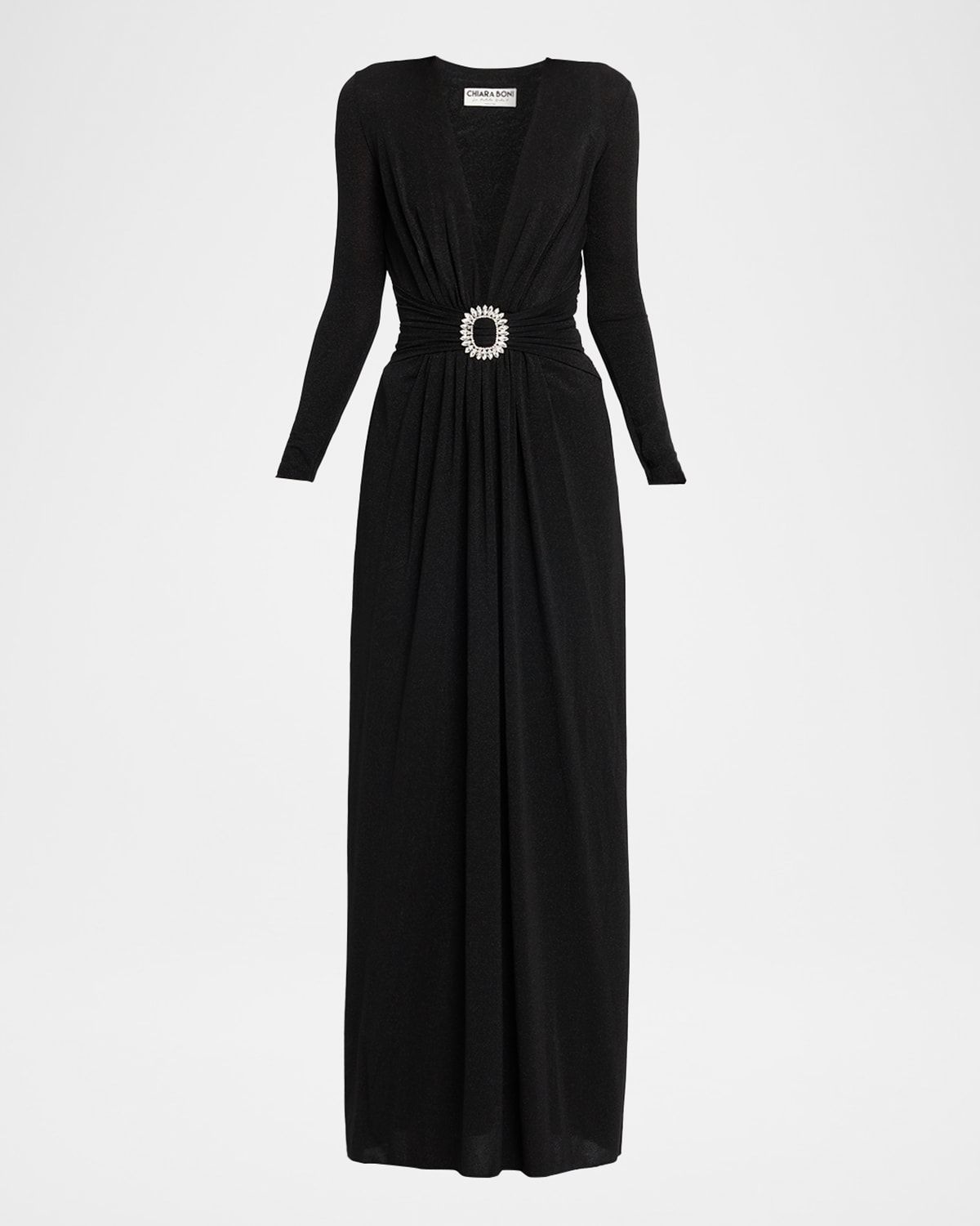 Kalin Sugar Embellished V-Neck Gown