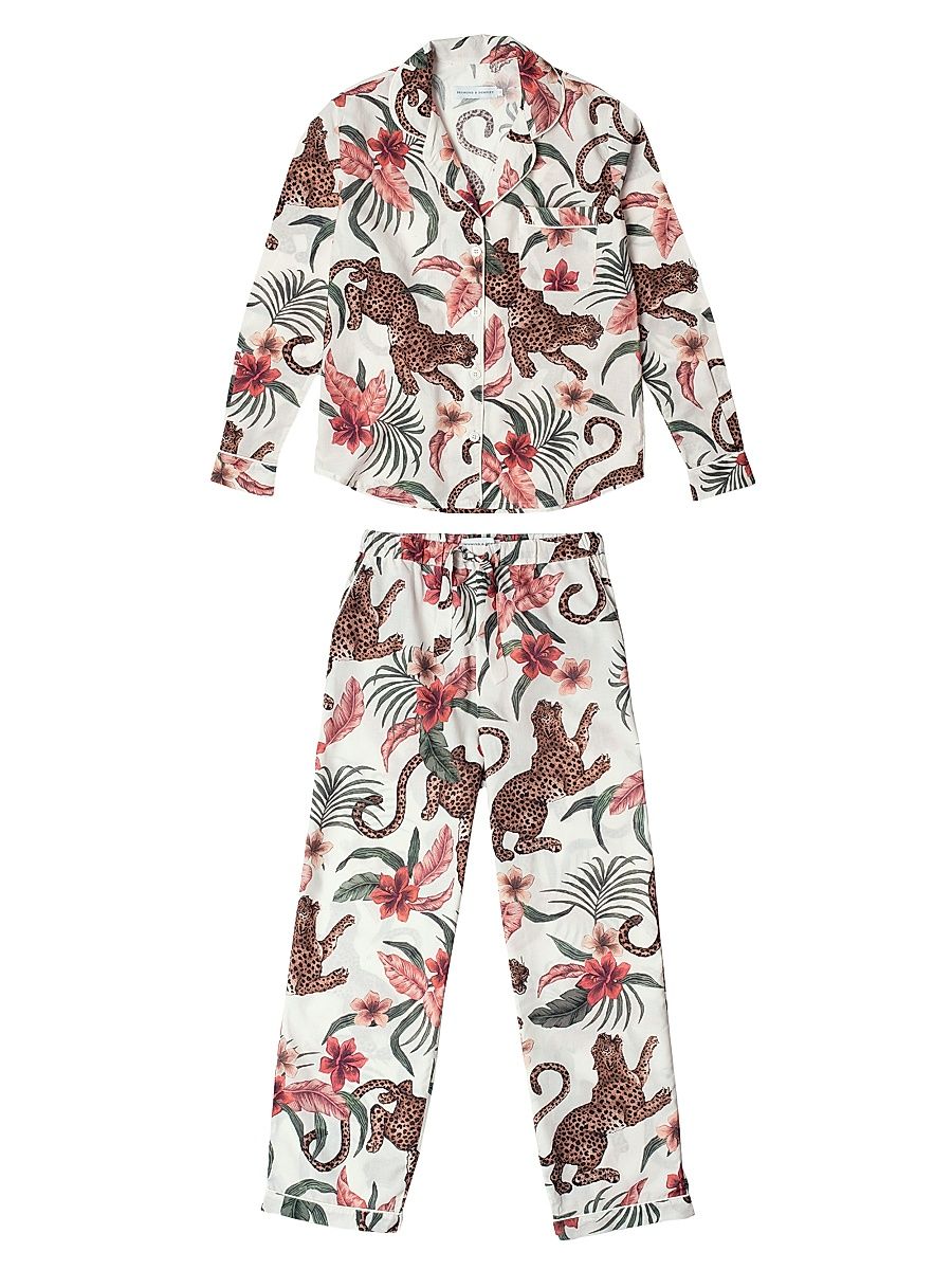 Women's Cotton Jungle 2-Piece Pajama Set - Cream - Size Large