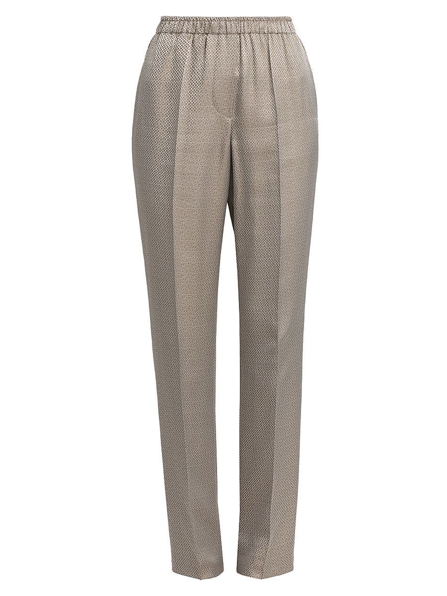 Women's Micro Jacquard Elasticized Trousers - Mirage Gray - Size 8