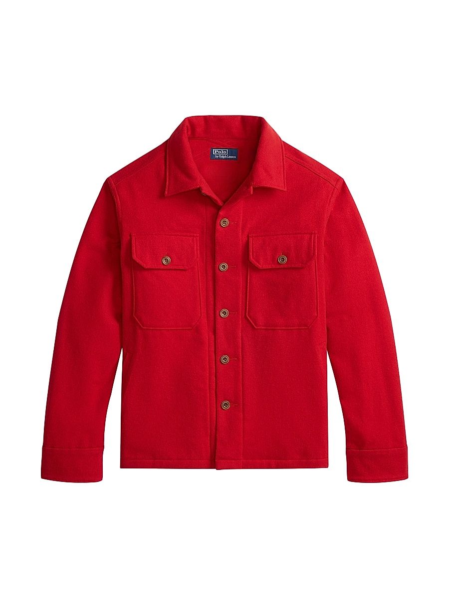 Men's Wool Shirt Jacket - Red - Size XS