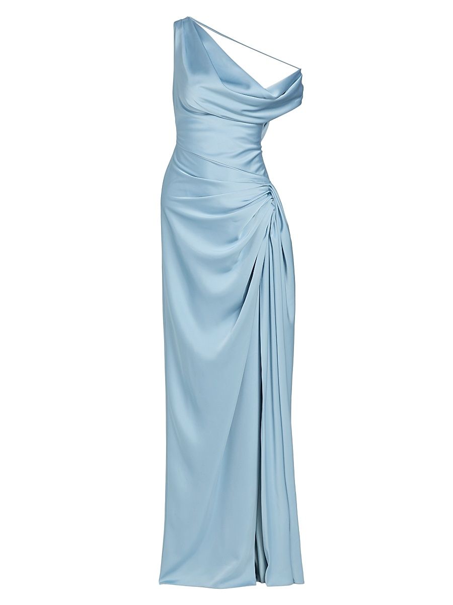 Women's Camilla Satin One-Shoulder Gown - Celery - Size 14