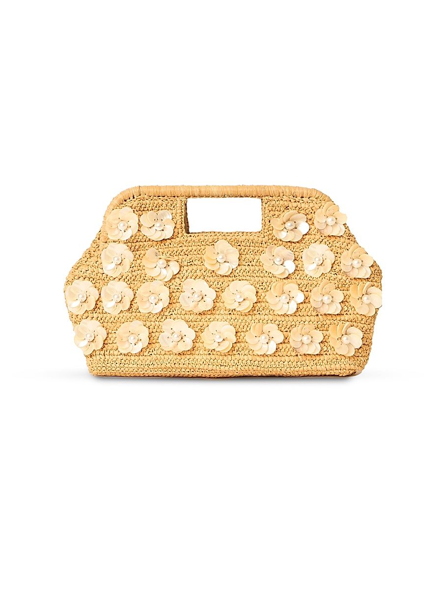 Women's Dottie Woven Raffia Clutch - Natural