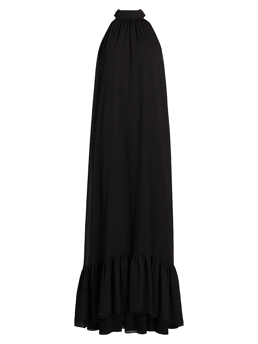 Women's Jovie Ruffled Halter Maxi Dress - Black - Size Medium