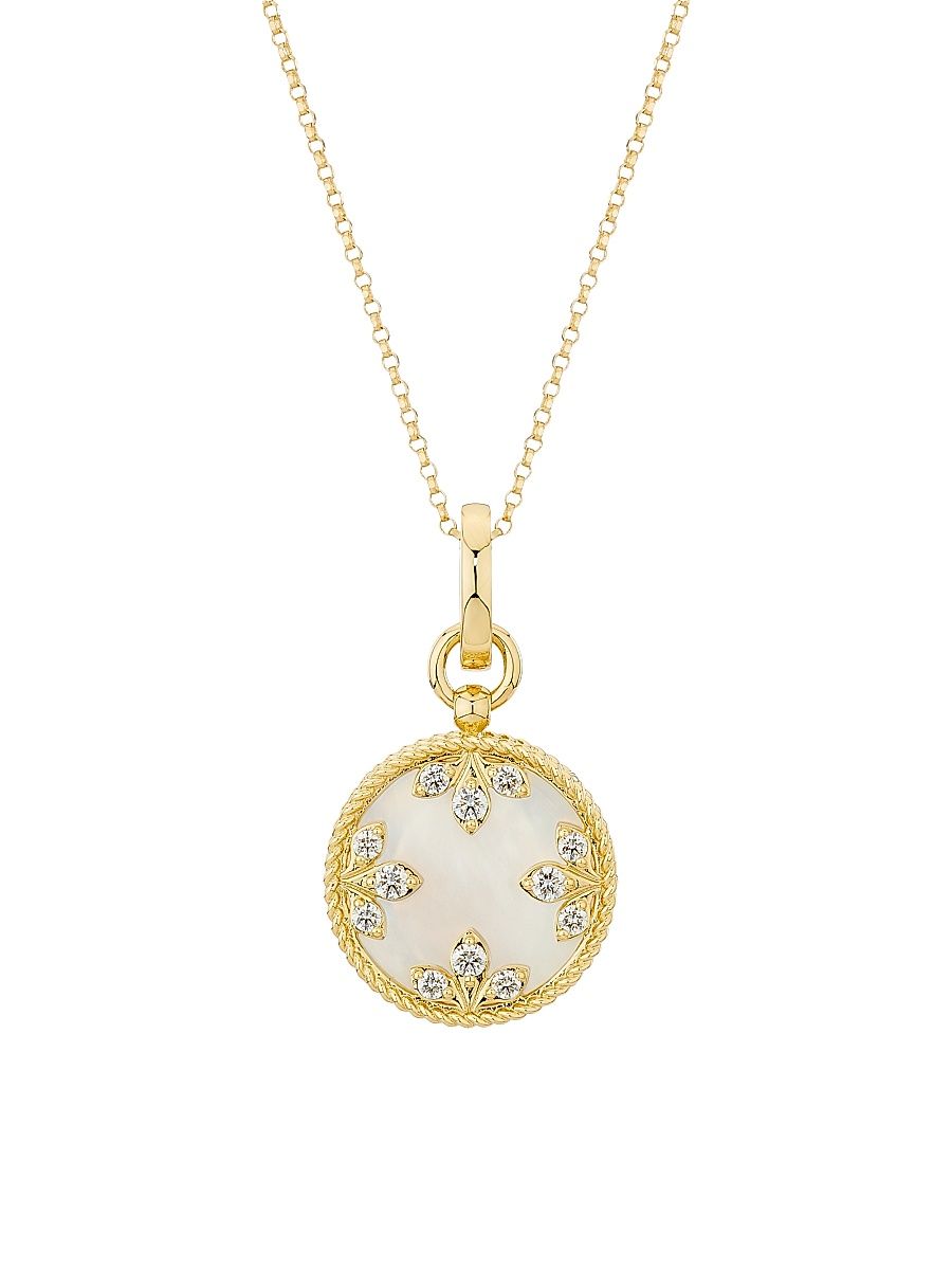 Women's Venetian Medallion 18K Yellow Gold, Mother-Of-Pearl & 0.29 TCW Diamond Pendant Necklace - Yellow Gold