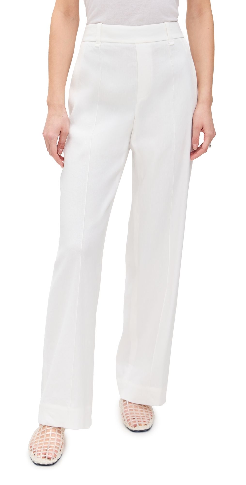 Vince High Rise Pull On Linen Pants Off White XS