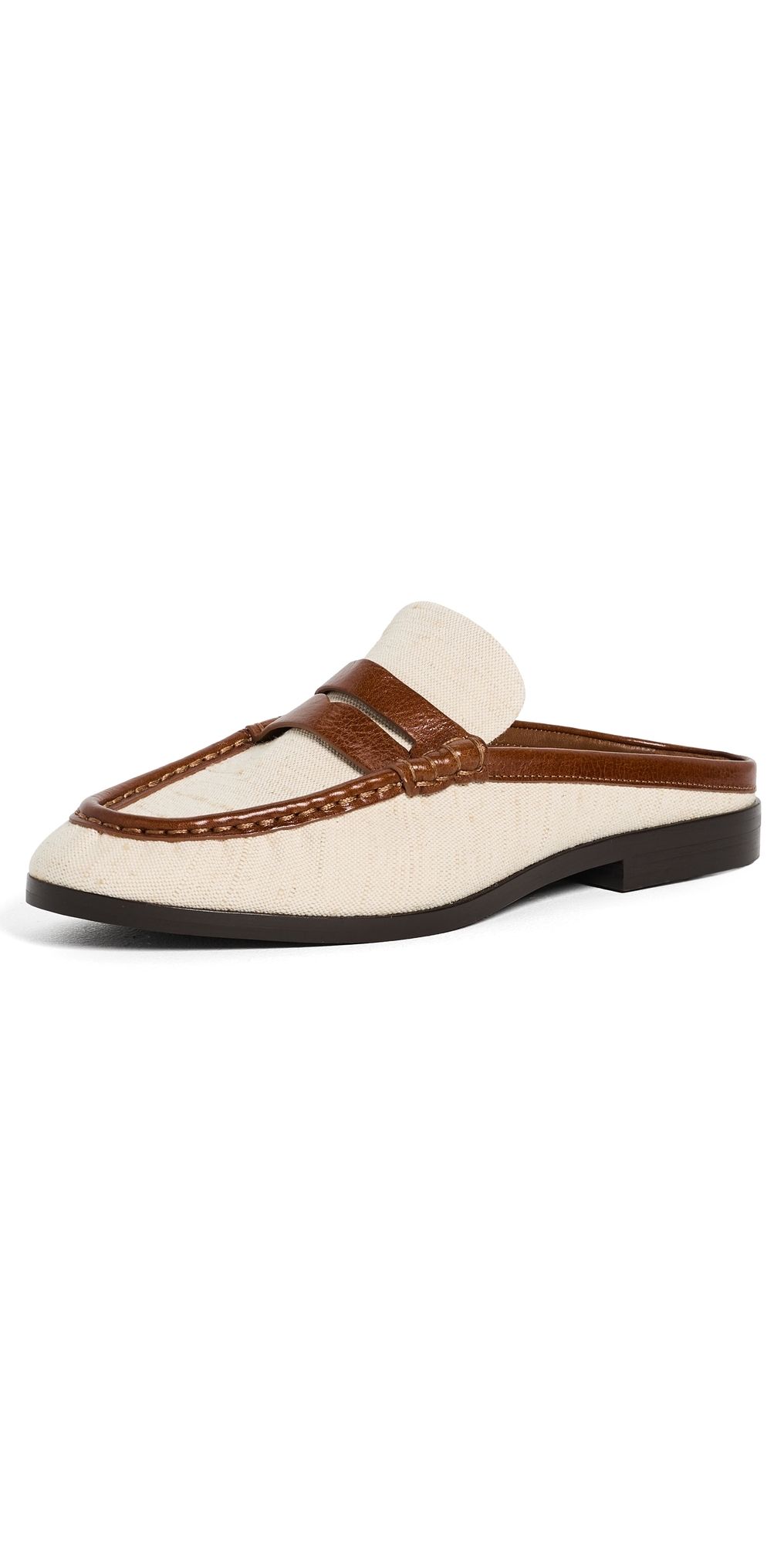 SIMKHAI Dean Canvas Combo Loafer Mules Natural Saddle 35