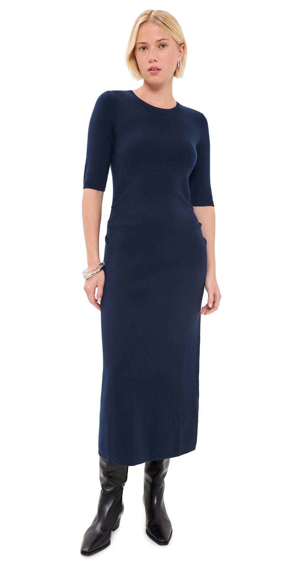 La Ligne Short Sleeve Knitted Dress Navy XS