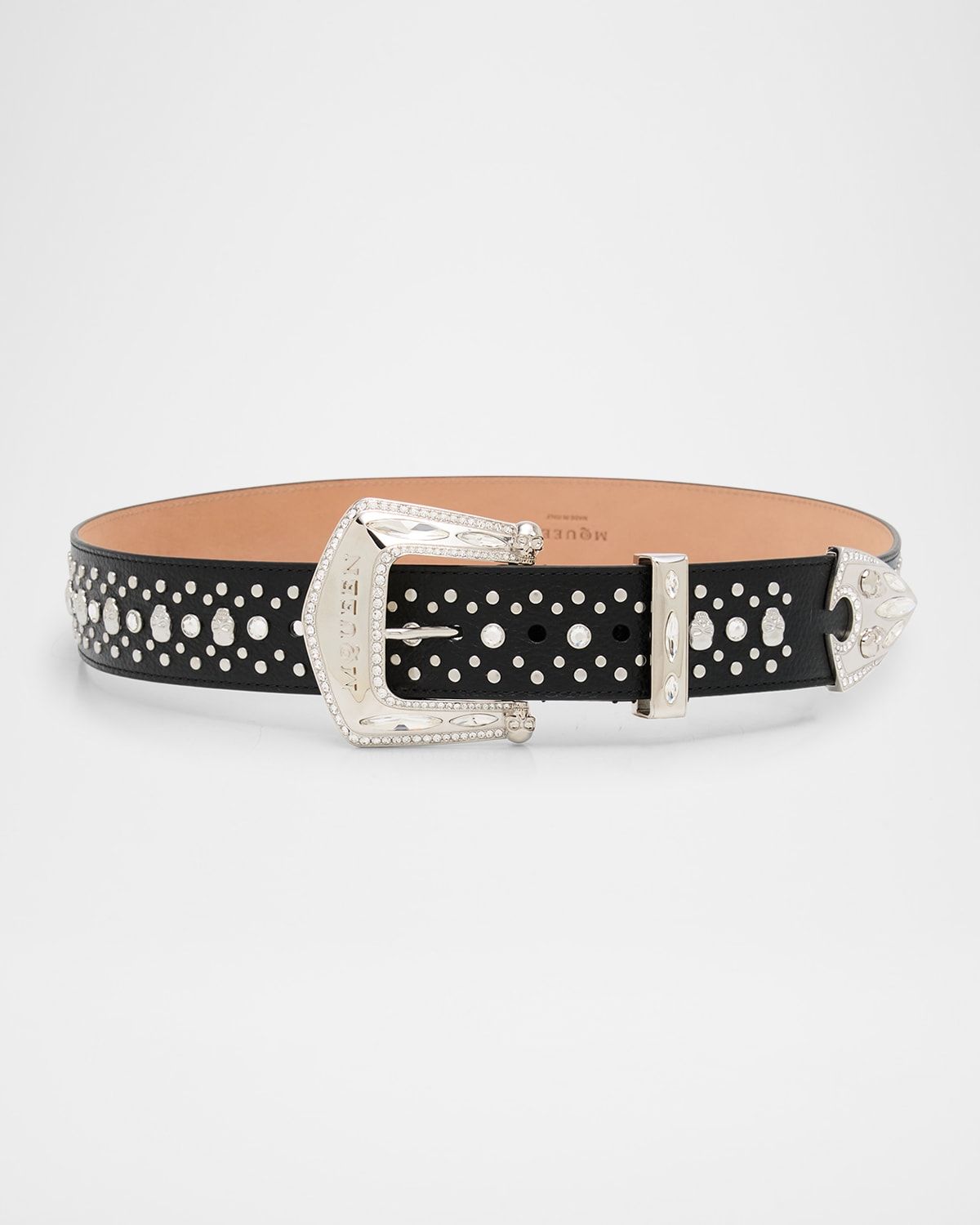 Jewelled Arrow Skull Leather Belt