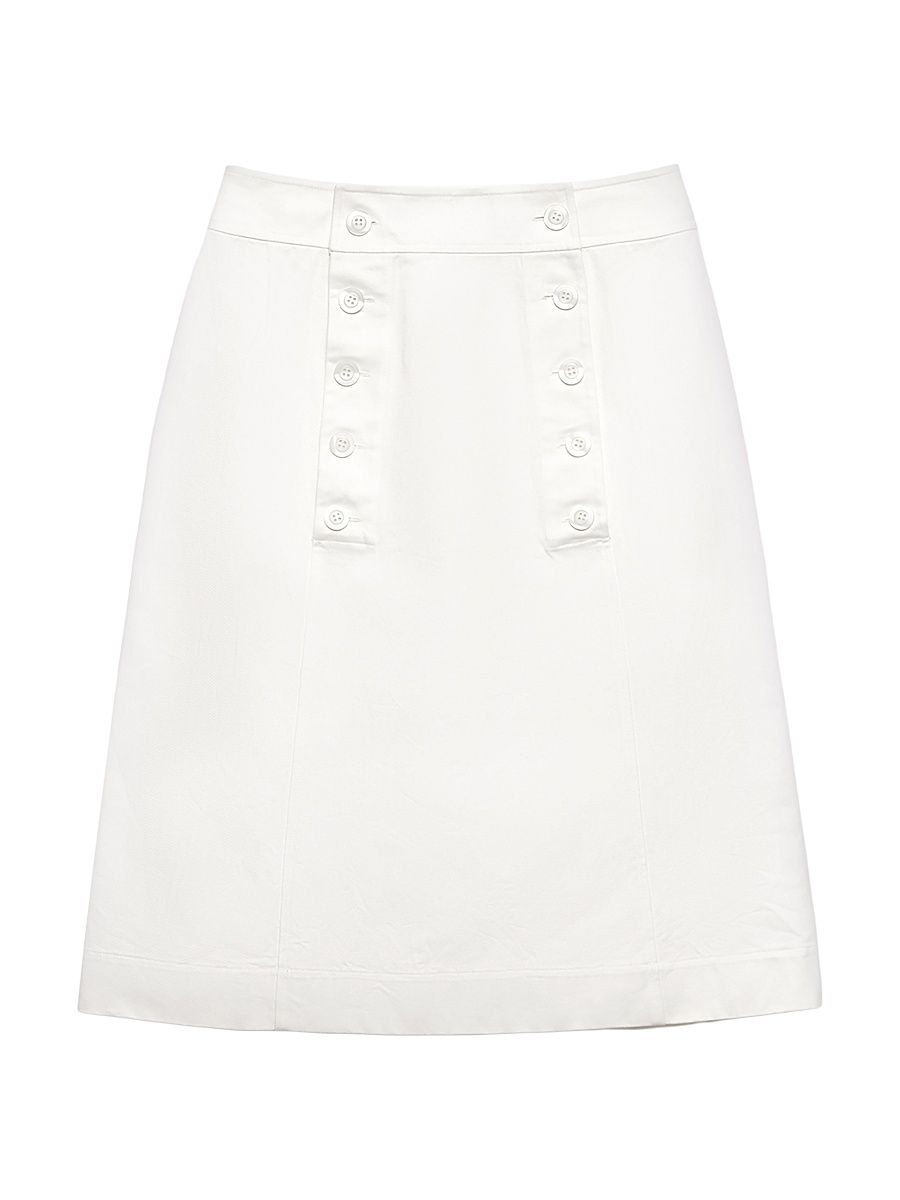 Women's Cotton Gabardine Skirt - White - Size 6