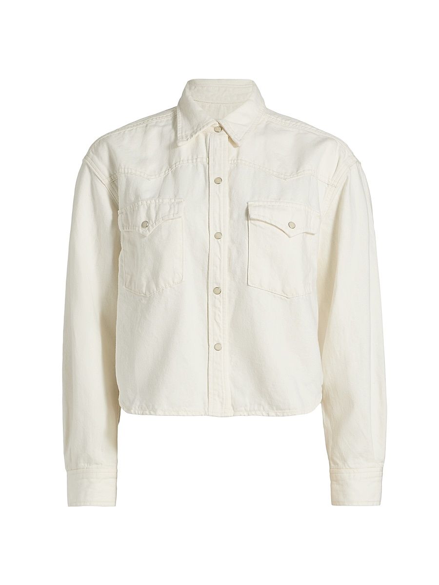 Women's Stretch Cotton Crop Jacket - White - Size Medium