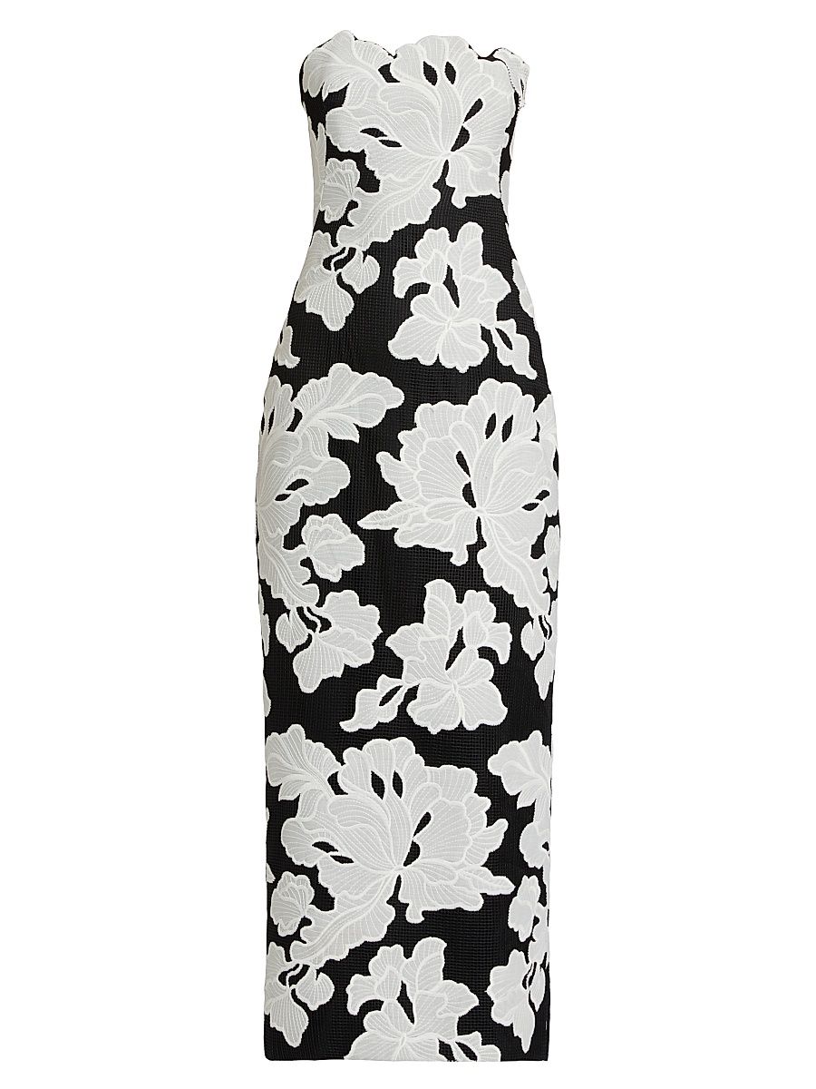 Women's Natasha Strapless Floral Dress - Ivory - Size 8
