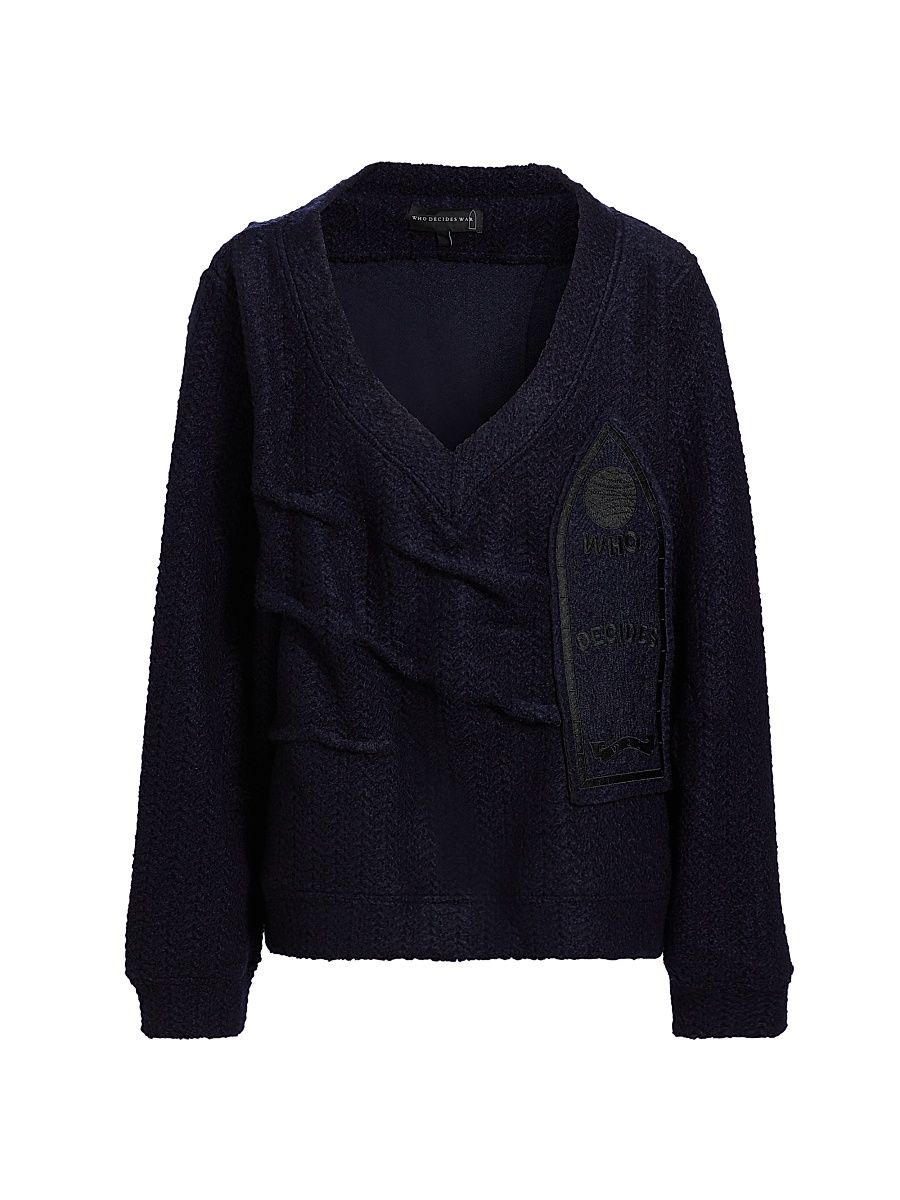 Men's Logo Knit V-Neck Sweater - Indigo - Size XL