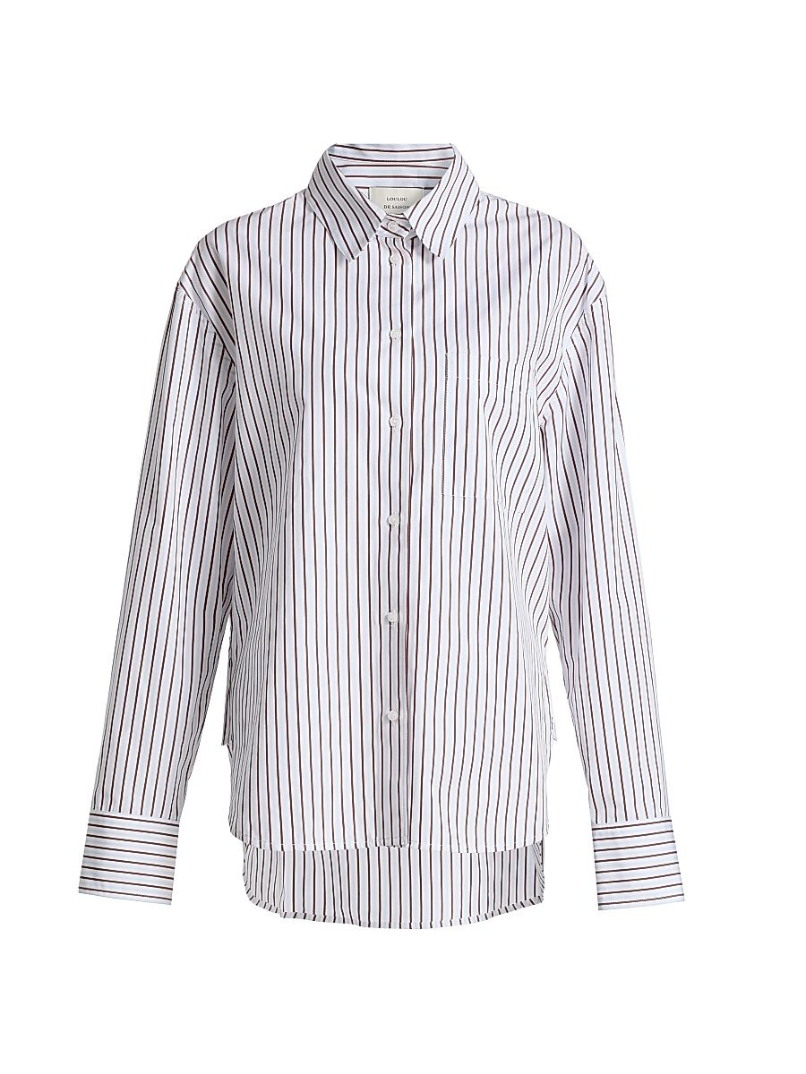 Women's Maud Oversized Shirt - Dark Red Light Blue - Size 0