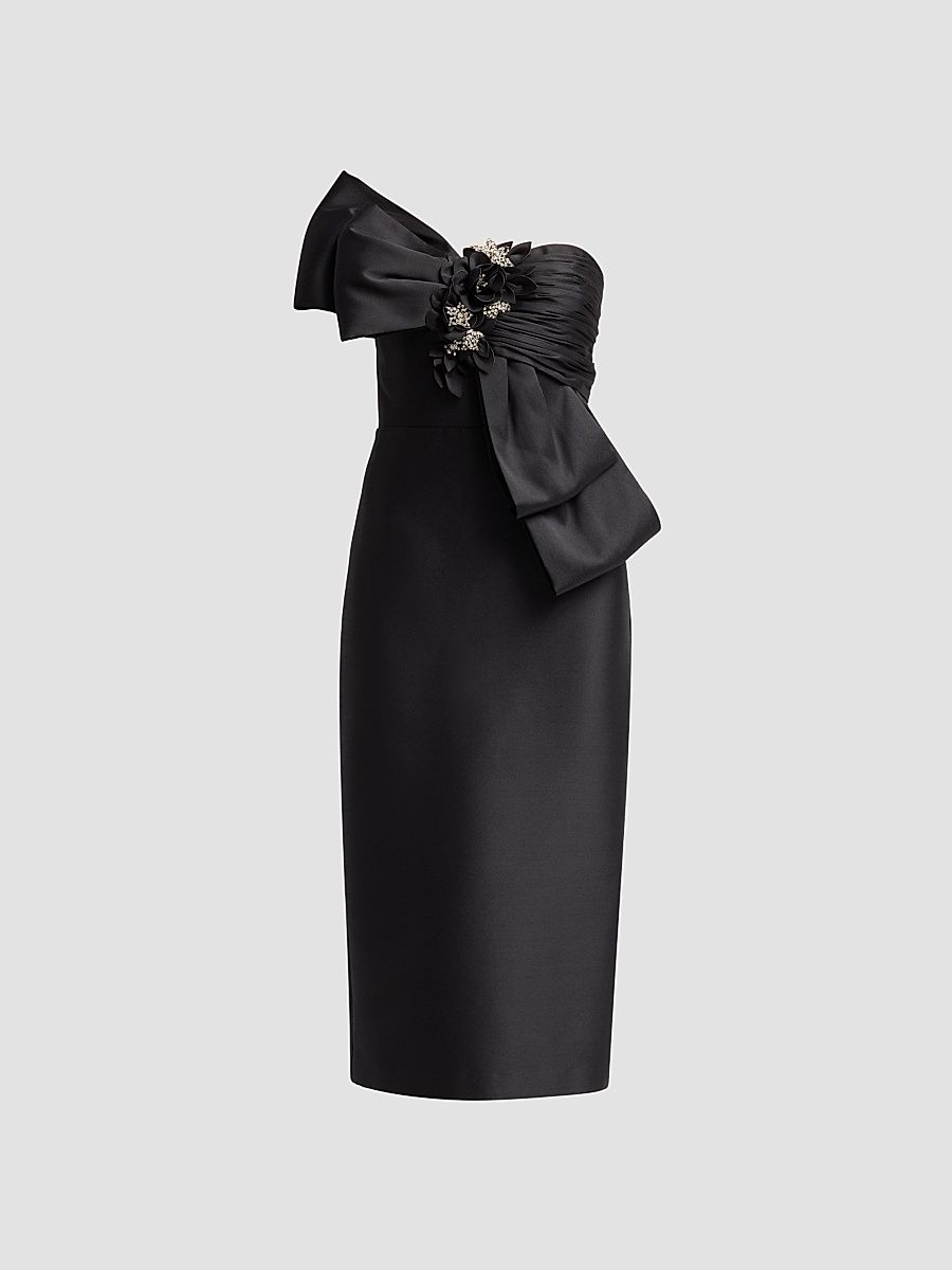 Women's Strapless Cocktail Midi Dress - Black - Size 16