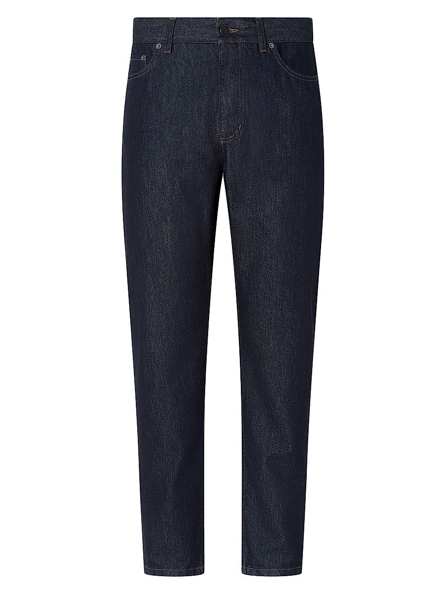 Men's Rinse-Washed Cotton and Silk Roccia Jeans - Dark Blue - Size 38