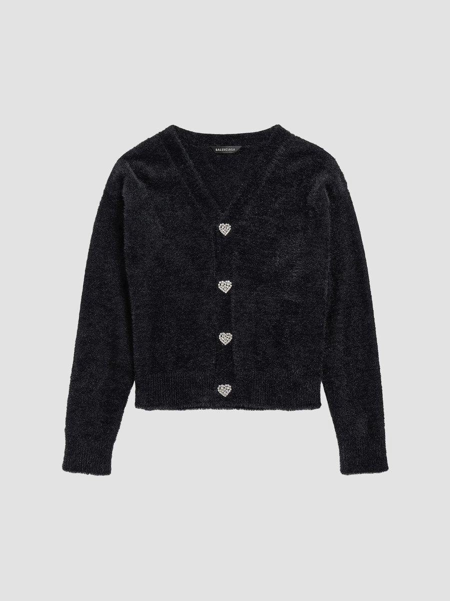 Balenciaga Women's Fluffy Cardigan - Black - Size Large