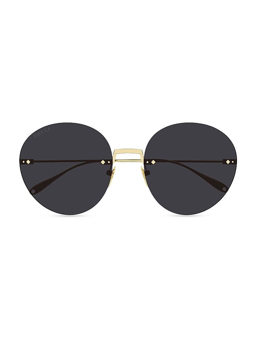 Women's Pure Metal 60MM Rimless Sunglasses - Gold Dark Grey