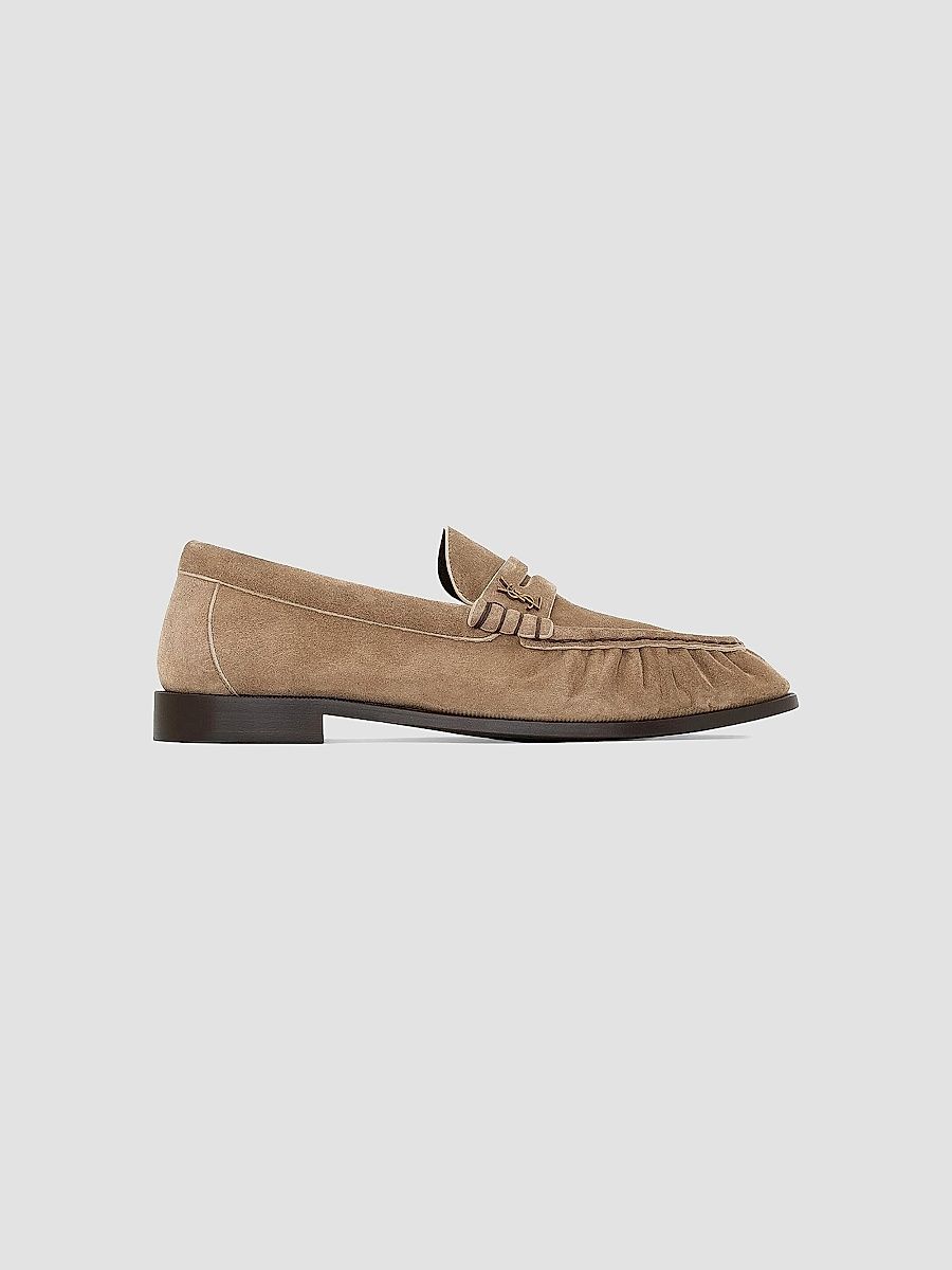 Saint Laurent Women's Le Loafers Supple in Suede - Beige - Size 9.5