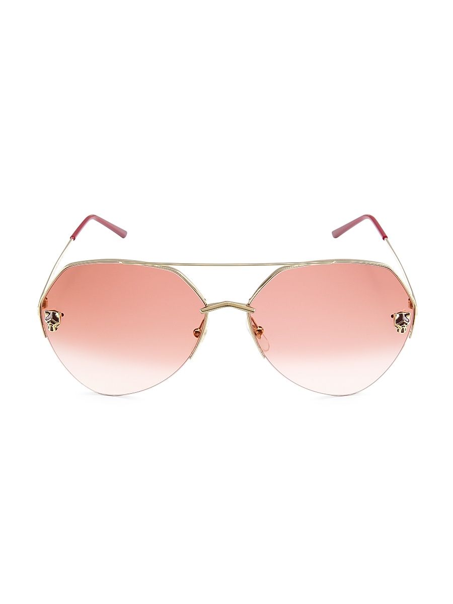 Women's Panthère Light 64MM Aviator Sunglasses - Gold