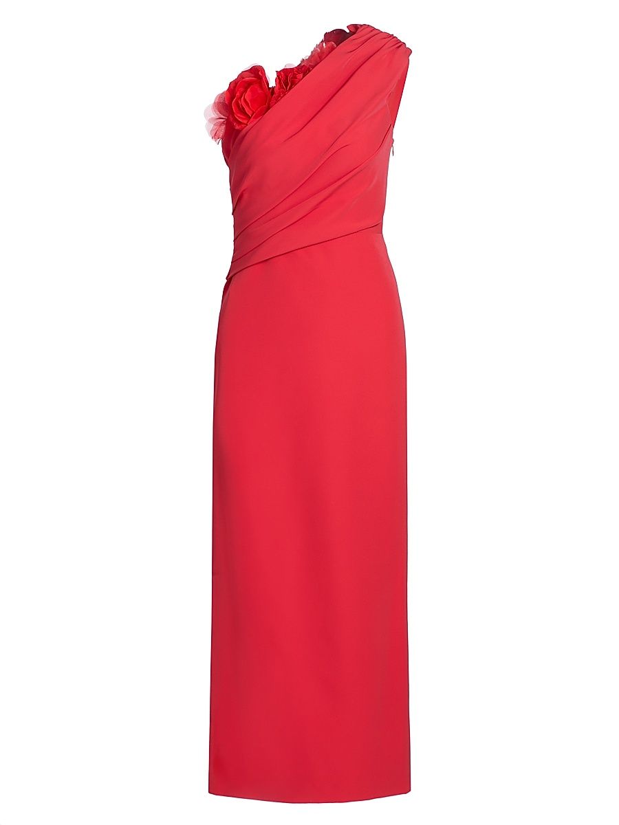 Women's Olivia Crepe One-Shoulder Midi-Dress - Bright Rose - Size XL