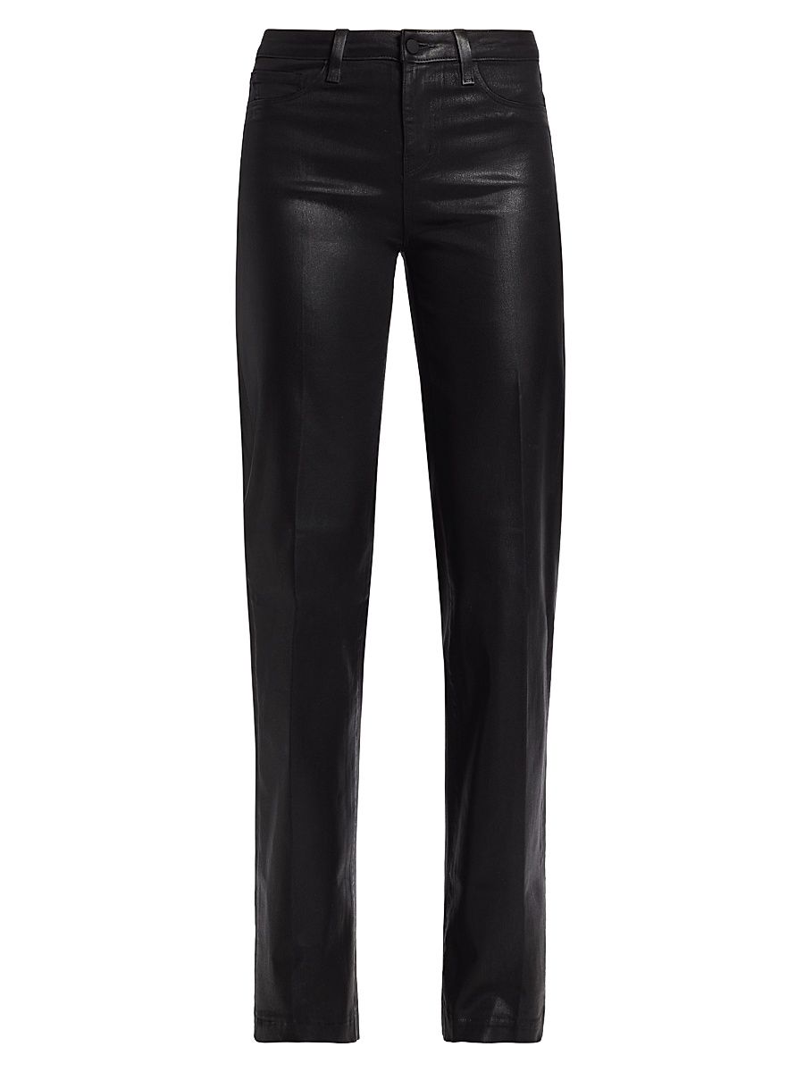 Women's Clayton Coated High-Rise Straight-Leg Jeans - Noir Coated - Size 31