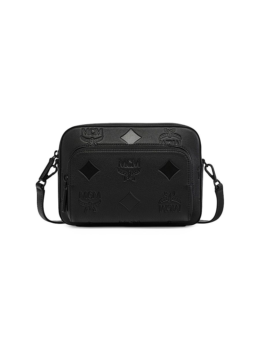 Men's Small Aren Leather Crossbody Bag - Black