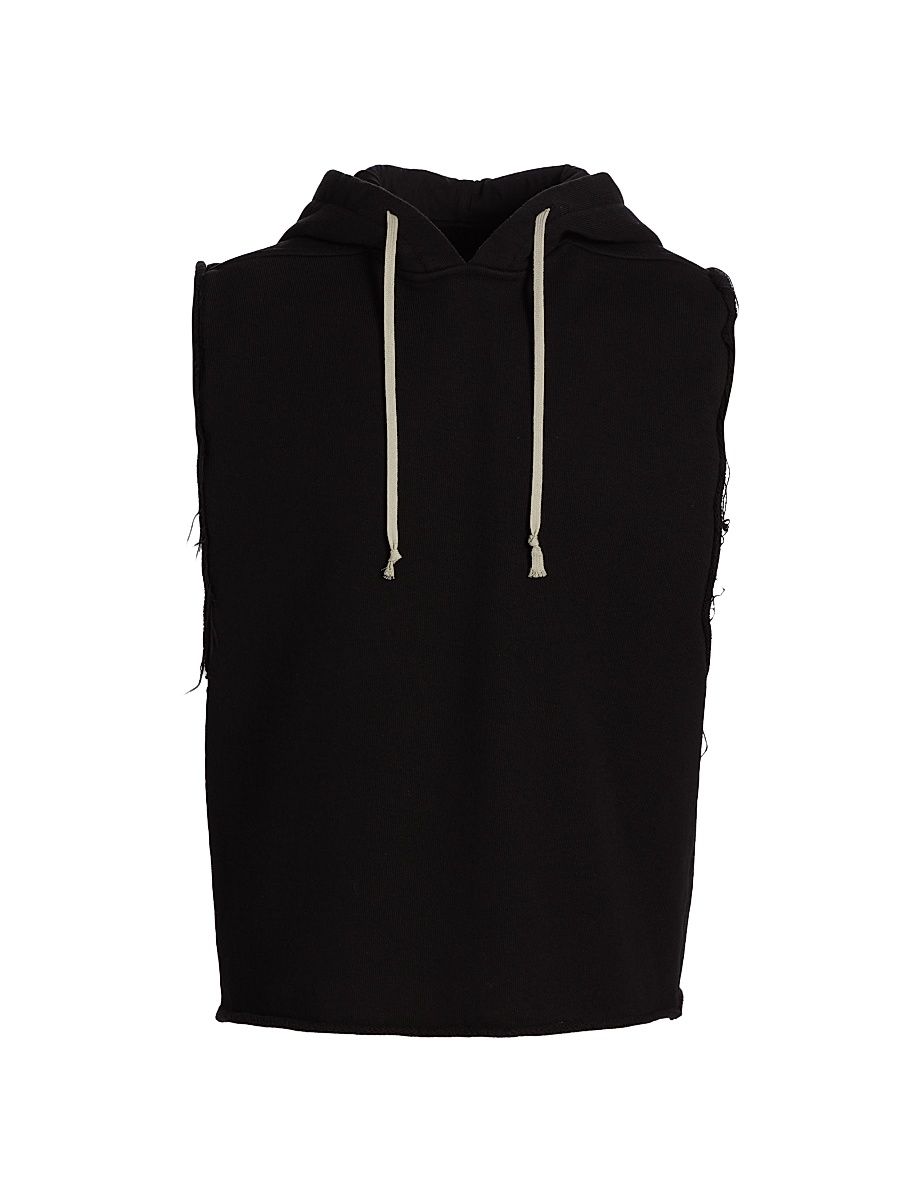Men's Cotton Sleeveless Hooded Tunic - Black - Size XL