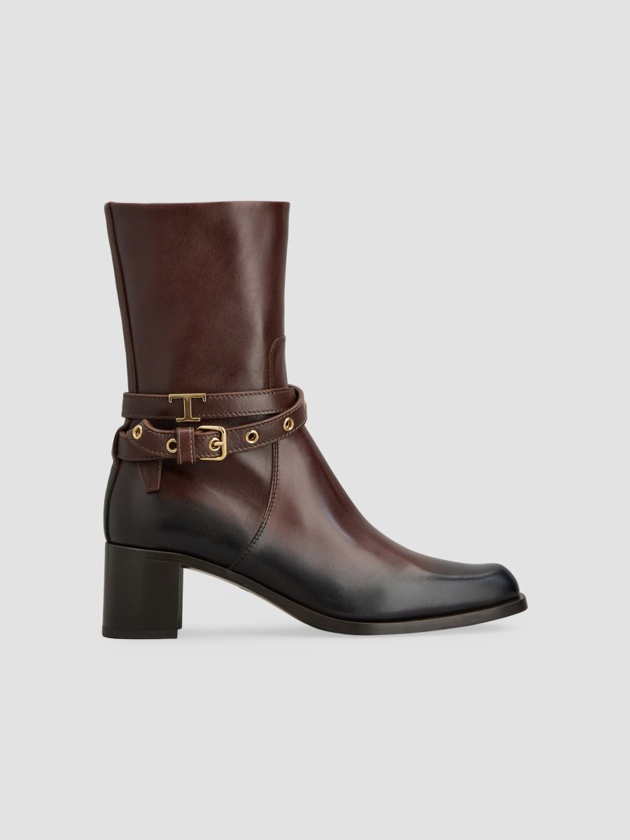 Tod's Women's 60MM Leather Ankle Boots - Mattone - Size 12