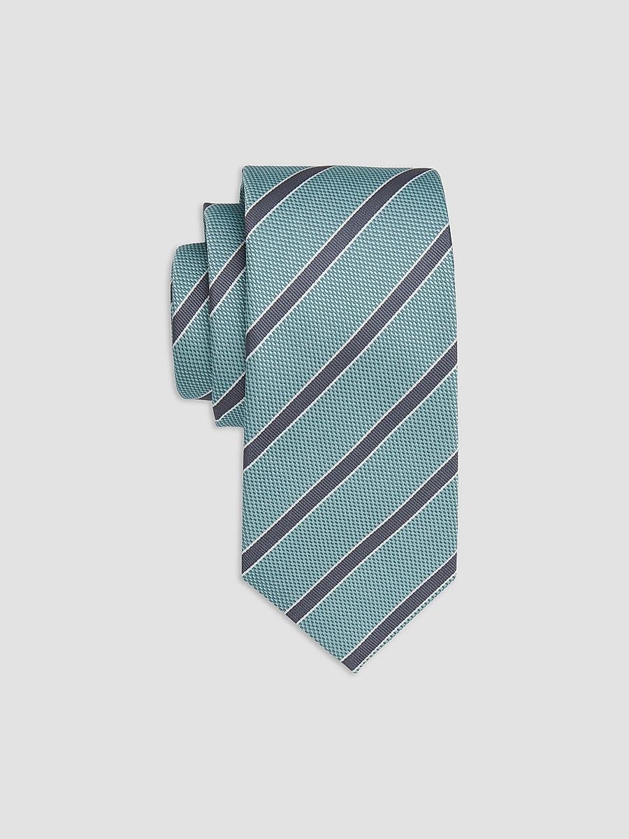 Isaia Men's Repp Striped Silk Tie - Pastel Green