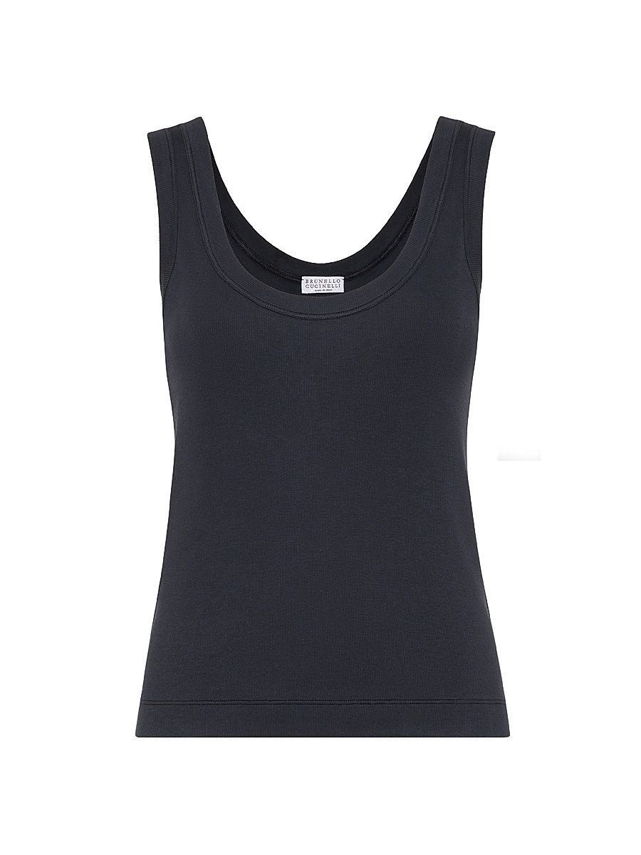 Women's Stretch Cotton Ribbed Jersey Top - Night - Size XXXXXL