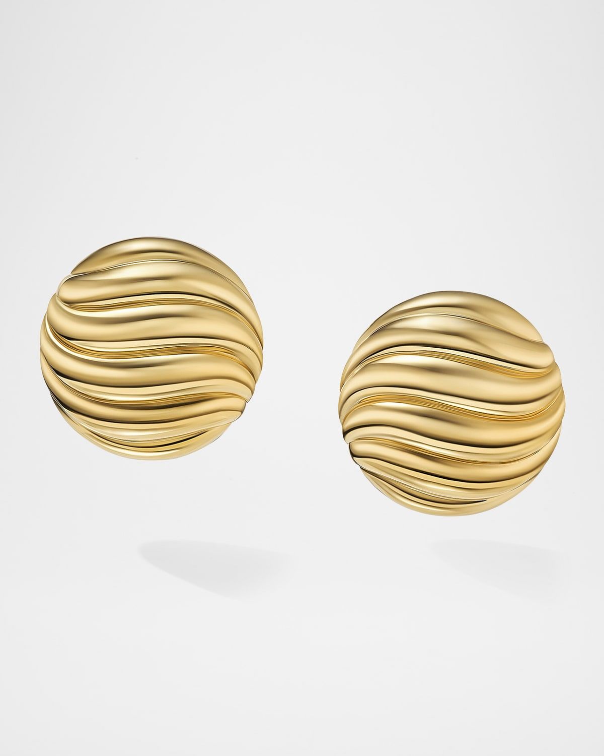 Sculpted Cable Stud Earrings in 18K Gold, 14mm