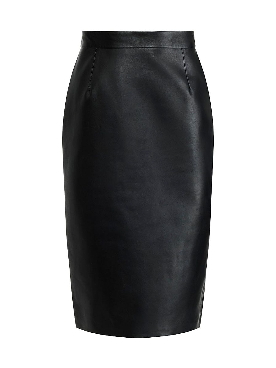 Women's Hank Leather Pencil Skirt - Black - Size 10
