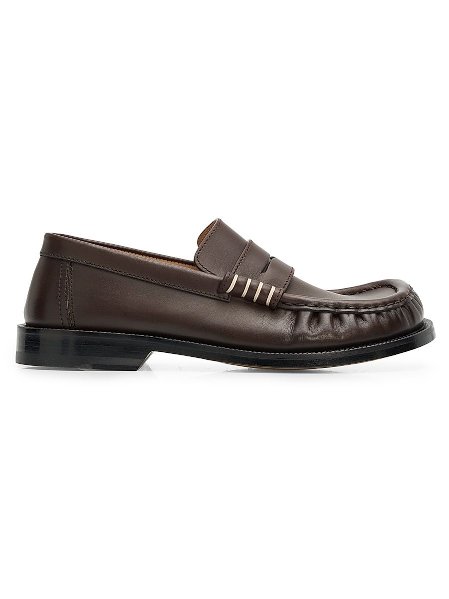 Women's Leather Penny Loafers - Chocolate Brown - Size 11