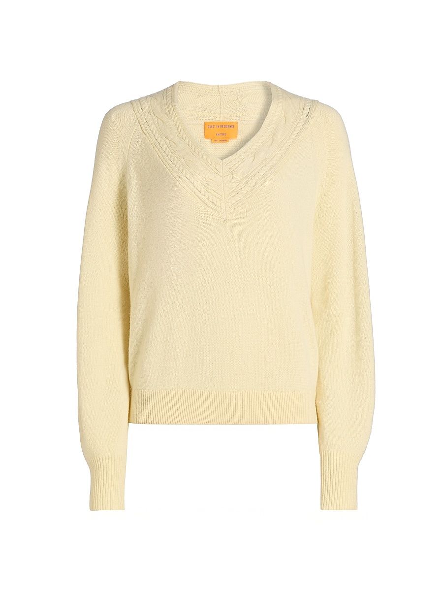 Women's The Varsity Cashmere V-Neck Sweater - Mist - Size XL