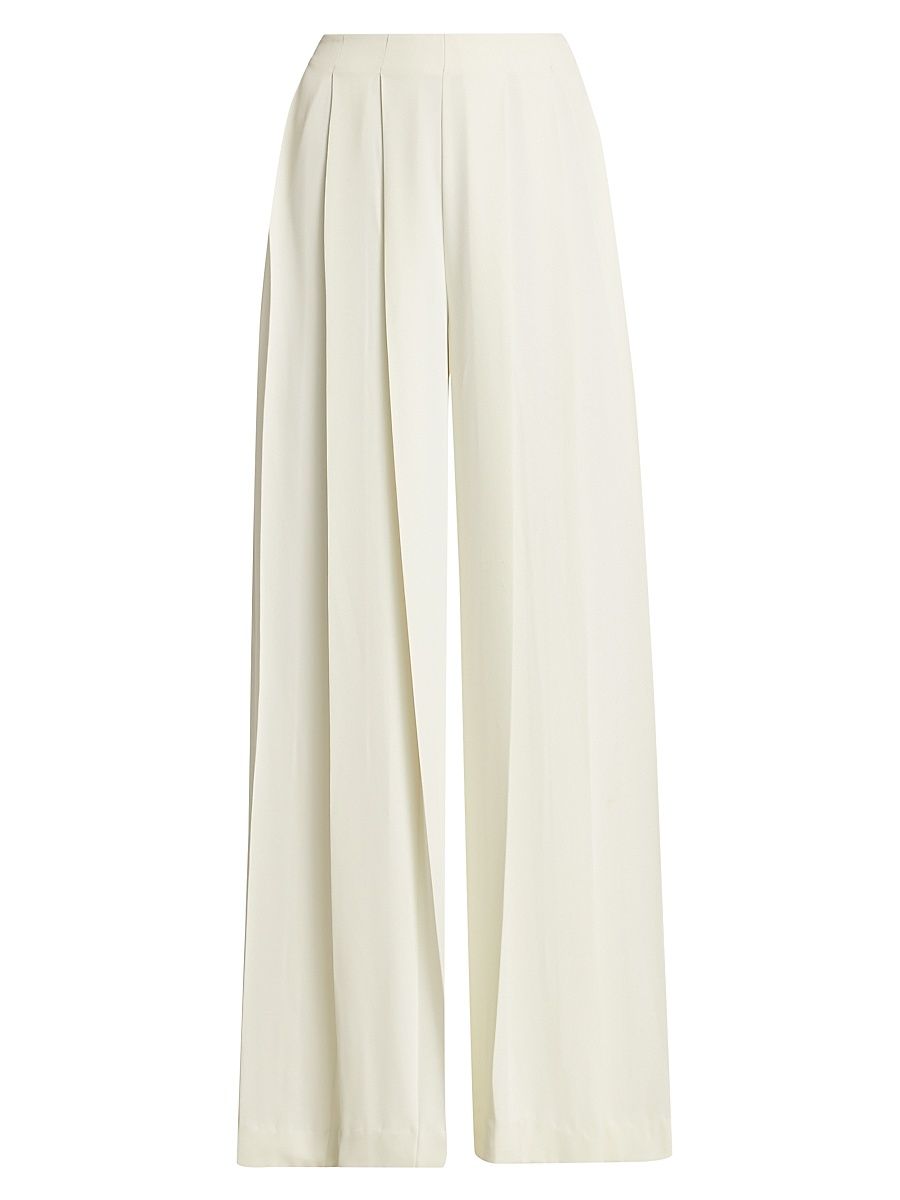 Women's Nova Pleat Straight-Leg Pants - Ivory - Size 18