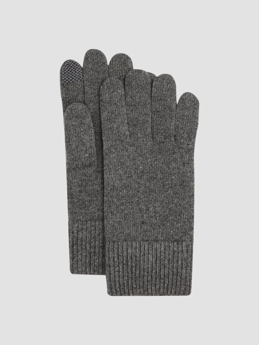 Men Cashmere Touchscreen Gloves - Heather Grey - Size Large