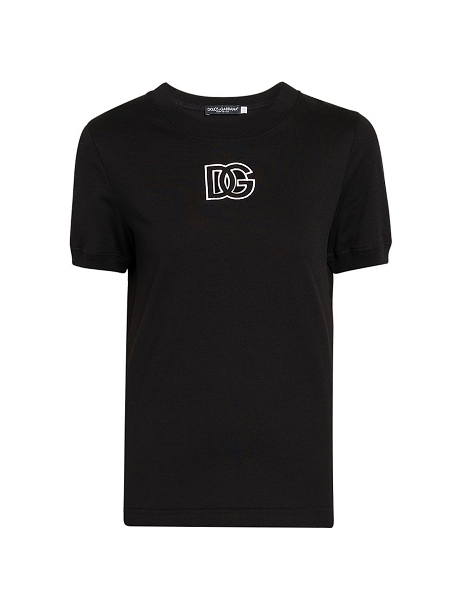 Women's Cut-Out Logo Cotton T-Shirt - Black - Size 10