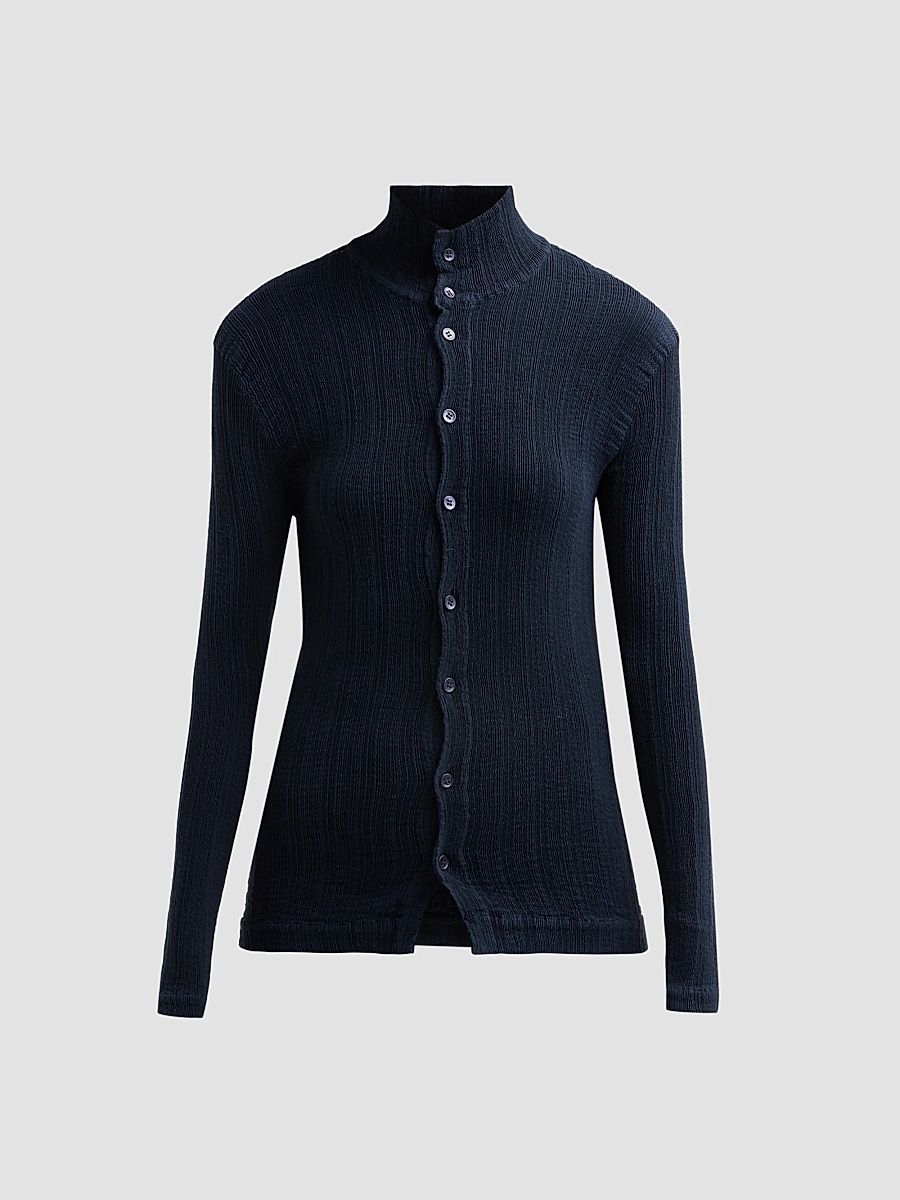 Women's Rill Textured Pleats Shirt - Dark Navy - Size 2